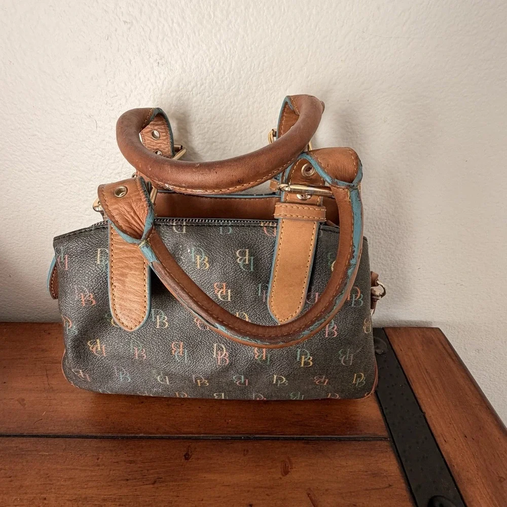 Vintage Dooney And Small Hand Bag Monogram Colorful READ